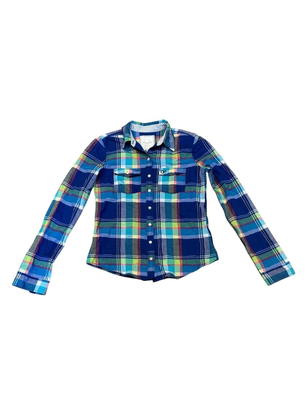 Gilly Hicks Long Sleeve Plaid Shirt Top Medium Button Down Preppy Academia Y2k